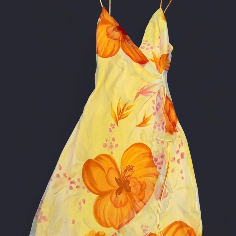 🌼  Vintage Y2K Laundry by Shelli Segal Sheer Floral Slip Dress 🌼